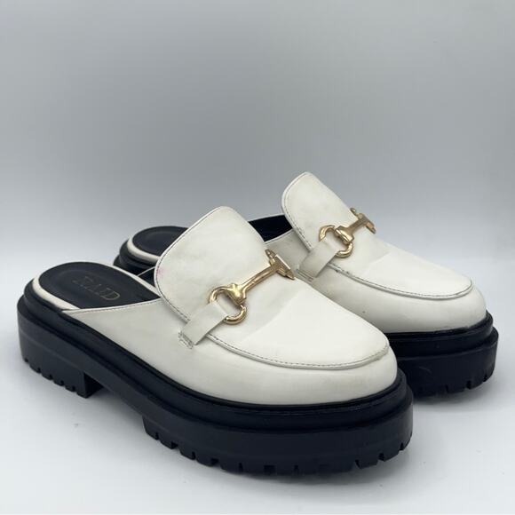 ASOS x RAID Sadie Chunky Loafer Mules Horsebit White Sz 7 - Picture 2 of 8